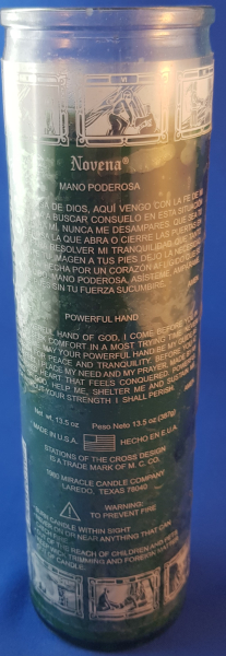 Velon,Novena 7 Dias La Mano Poderosa en Vaso.